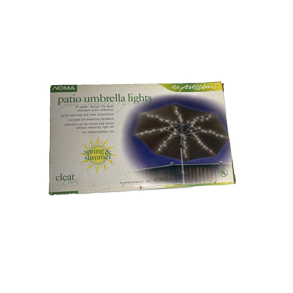 NOMA Expressions Patio Umbrella Clear Lights 8 Spoke Design